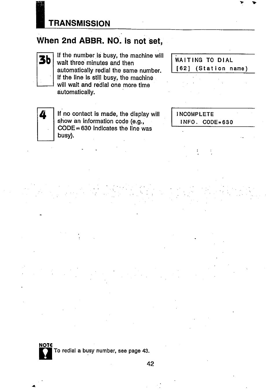 When 2nd abbr. no. is not set, Transmission | Panasonic UF-250 User Manual | Page 44 / 82