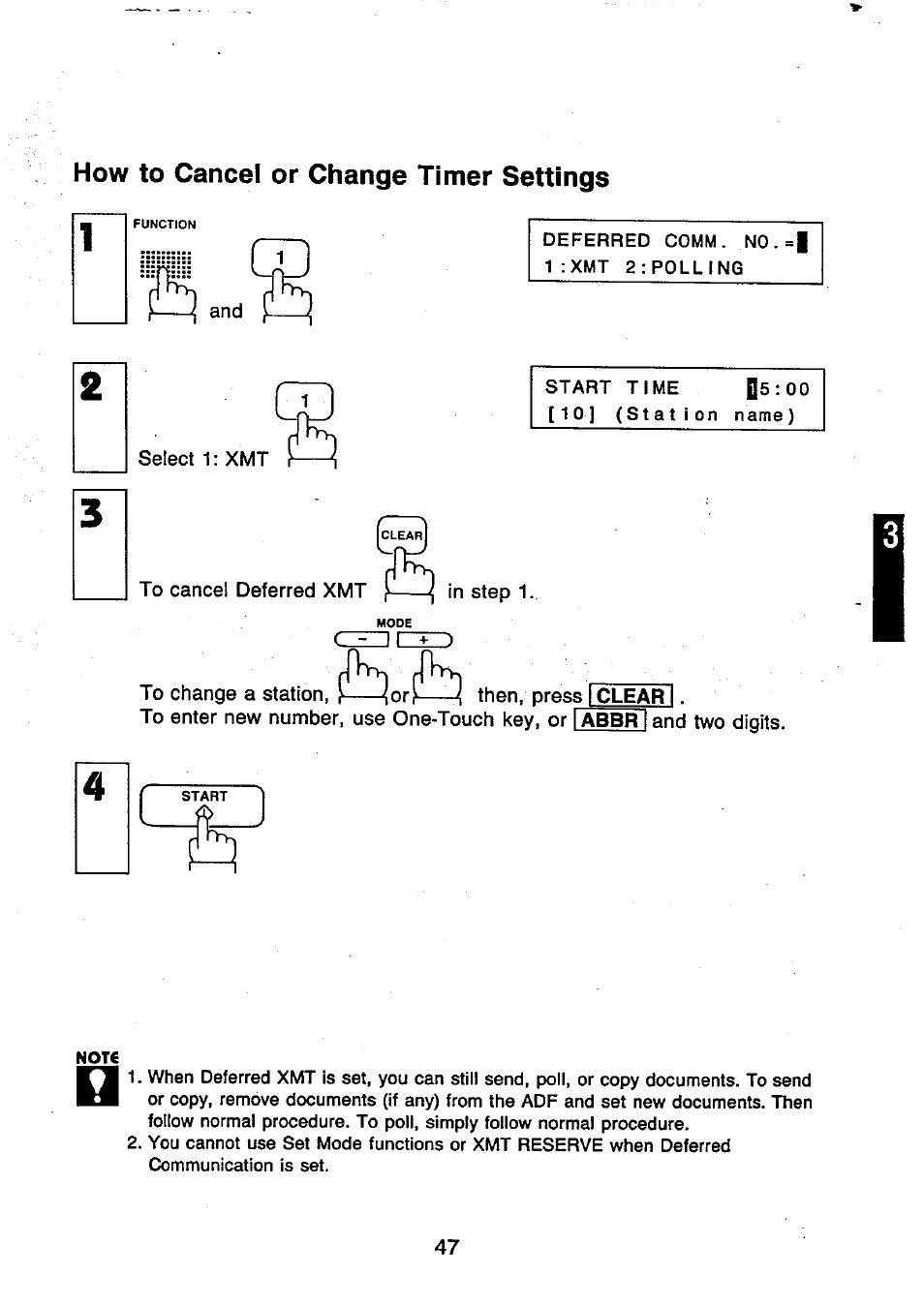 How to cancel or change timer settings, Czziczd | Panasonic UF-250 User Manual | Page 49 / 82