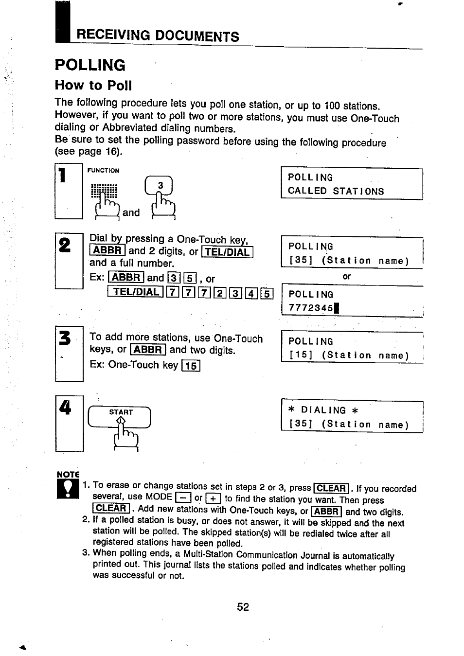 Receiving documents, Polling, How to poll | Panasonic UF-250 User Manual | Page 54 / 82
