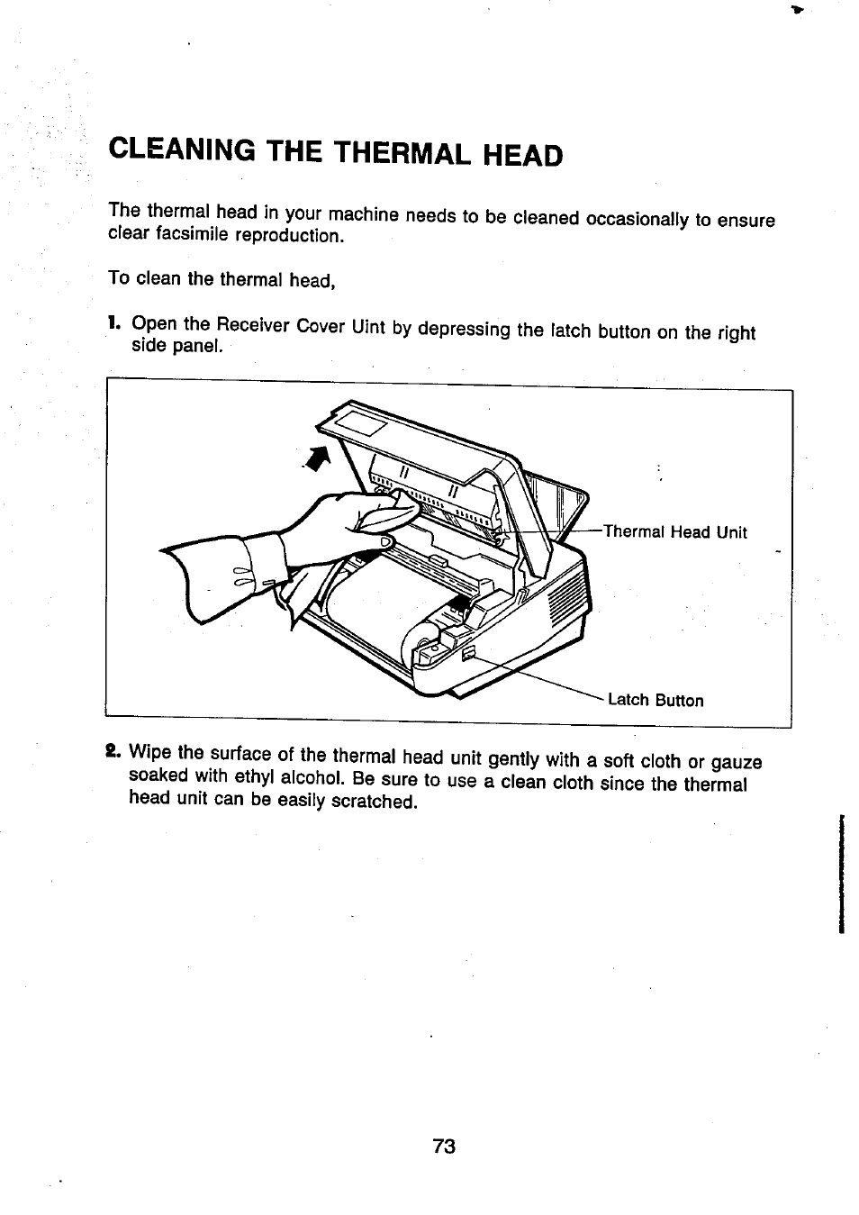 Cleaning the thermal head | Panasonic UF-250 User Manual | Page 74 / 82