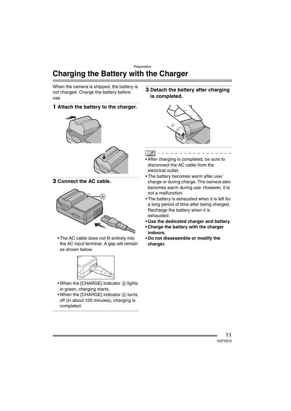 Charging the battery with the charger | Panasonic DMC-FZ30GN User Manual | Page 11 / 136