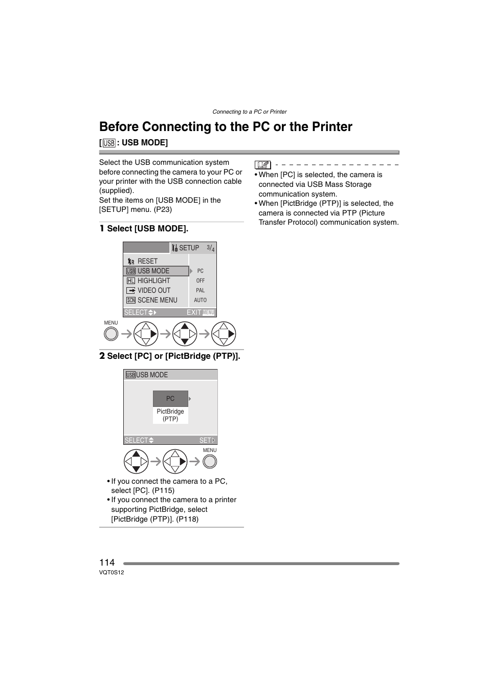 Before connecting to the pc or the printer | Panasonic DMC-FZ30GN User Manual | Page 114 / 136