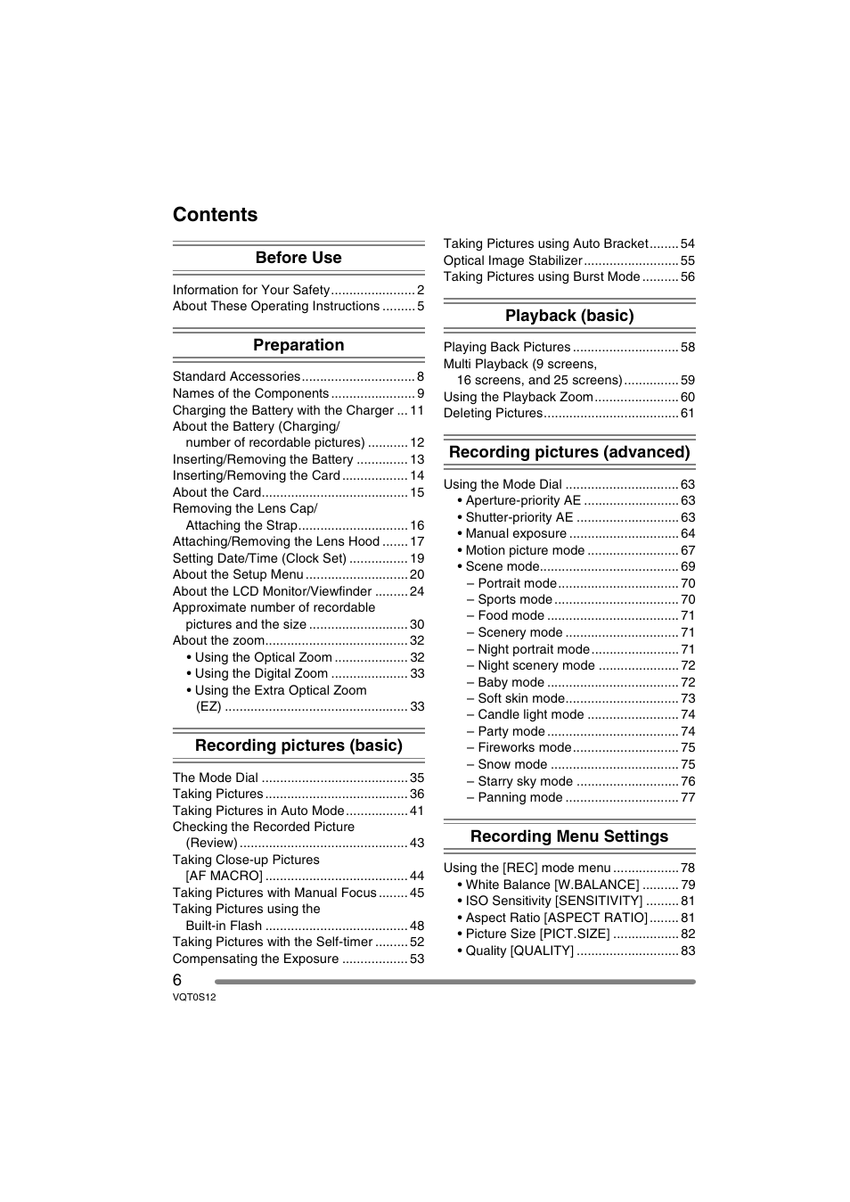 Panasonic DMC-FZ30GN User Manual | Page 6 / 136