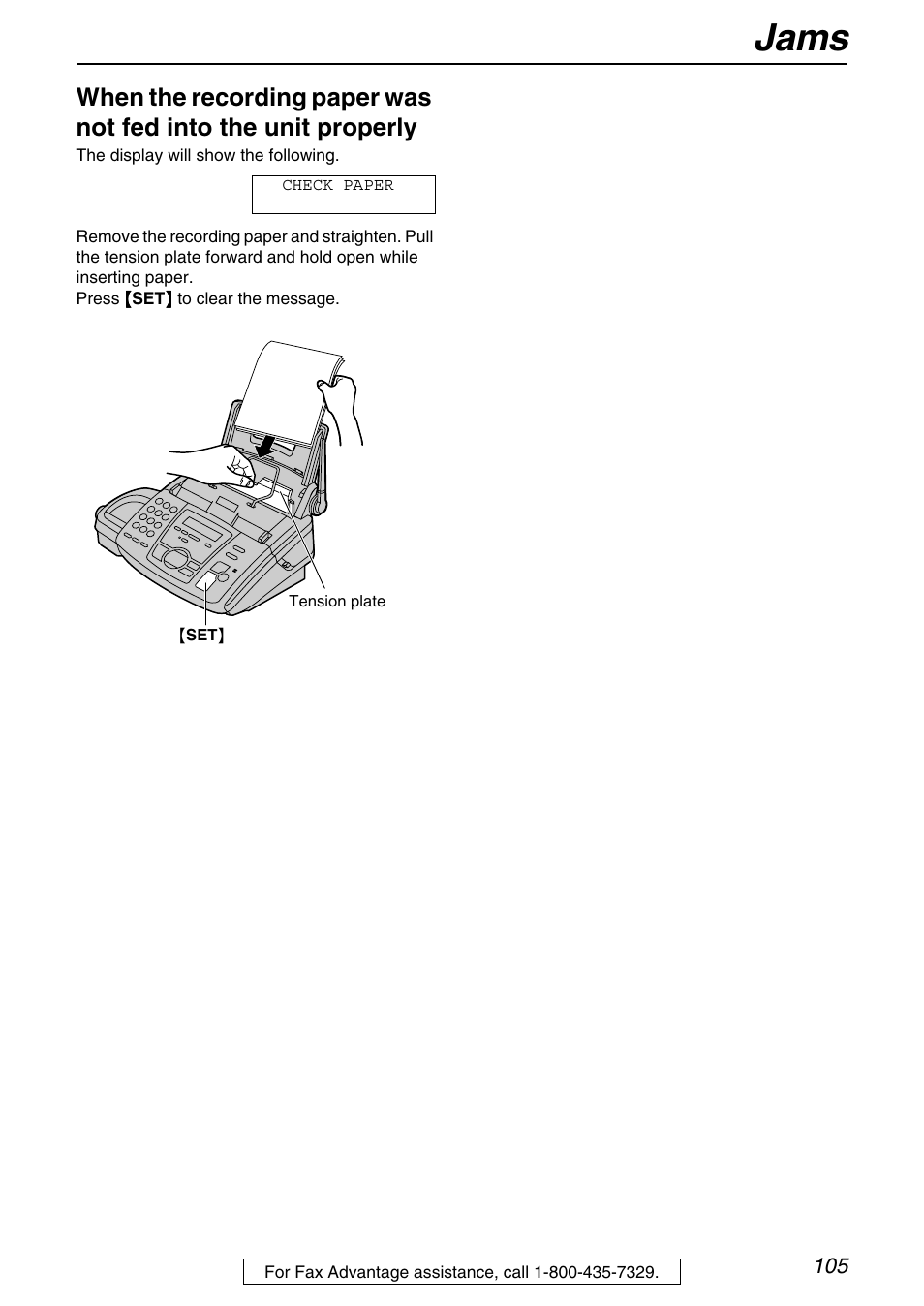 Jams | Panasonic KX-FPG371 User Manual | Page 105 / 132