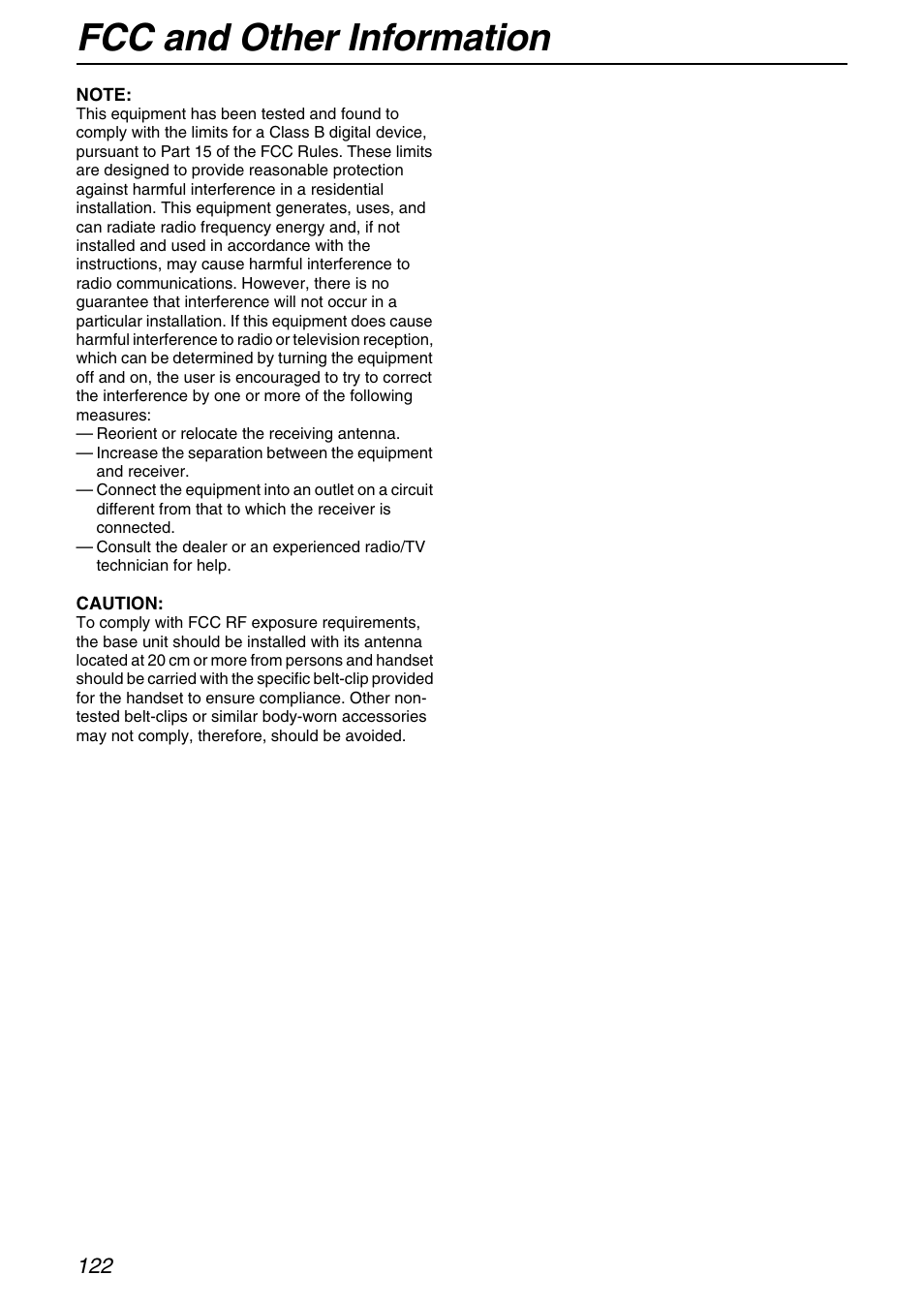 Fcc and other information | Panasonic KX-FPG371 User Manual | Page 122 / 132