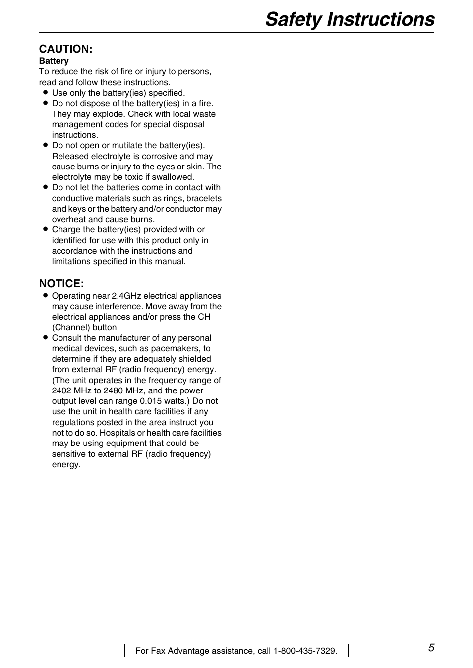 Safety instructions | Panasonic KX-FPG371 User Manual | Page 5 / 132