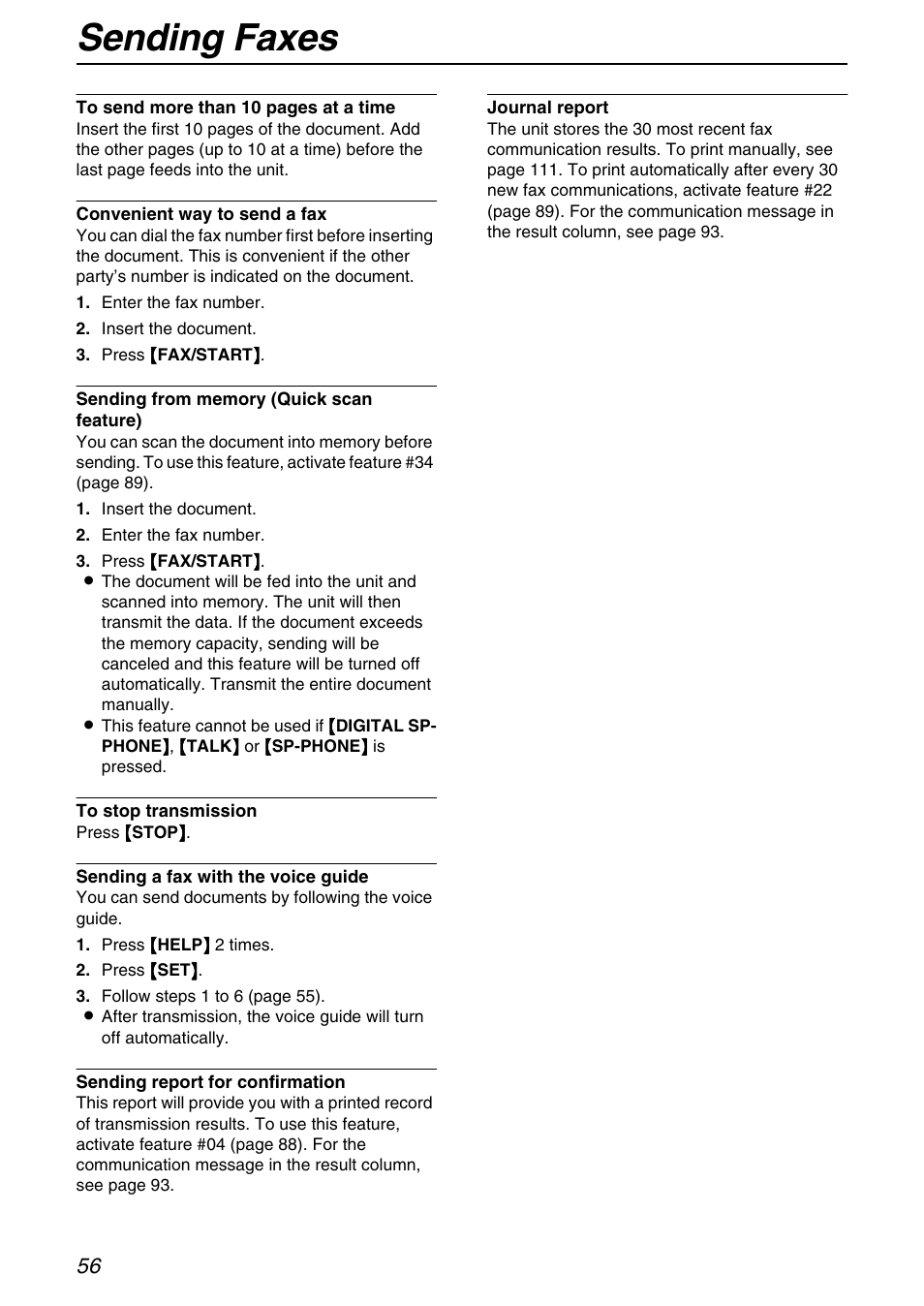 Sending faxes | Panasonic KX-FPG371 User Manual | Page 56 / 132