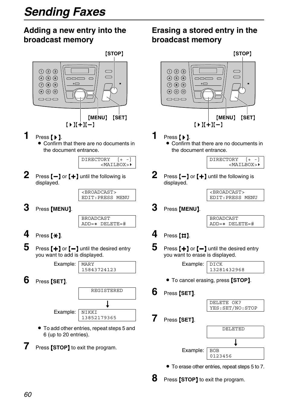 Sending faxes | Panasonic KX-FPG371 User Manual | Page 60 / 132