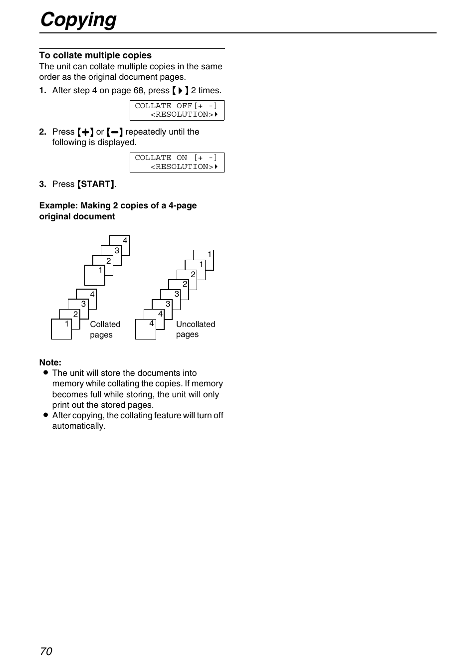 Copying | Panasonic KX-FPG371 User Manual | Page 70 / 132