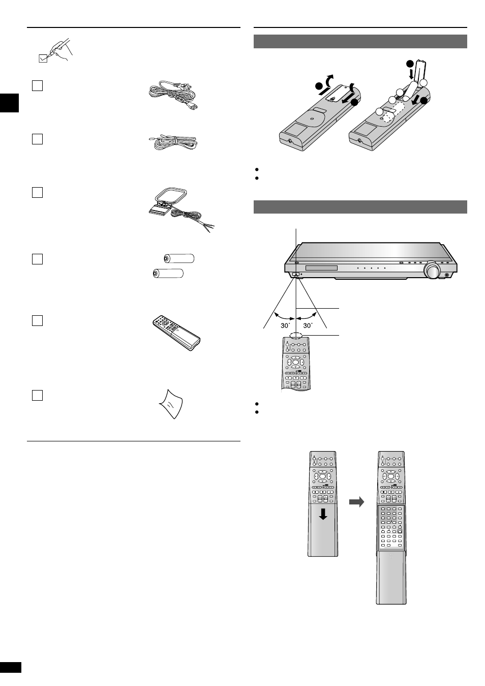 Supplied accessories, The remote control, Supplied accessories the remote control | Batteries use, Before use, How to open the remote control, Rqt6501 | Panasonic SA-XR10  EN User Manual | Page 4 / 24