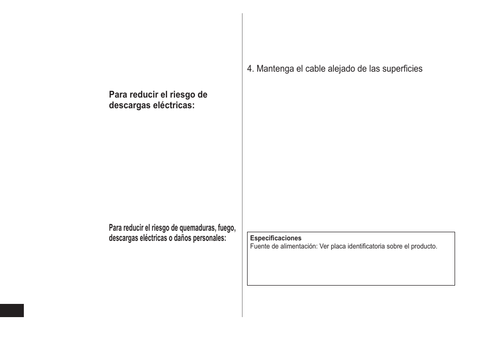 Instrucciones de seguridad importantes, Peligro, Advertencia | Guarde estas instrucciones | Panasonic ERCA35 User Manual | Page 14 / 20