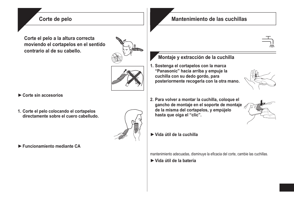 Cuidado, Corte | Panasonic ERCA35 User Manual | Page 17 / 20