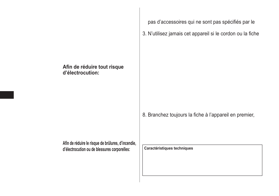 Consignes de sécurité importantes, Danger, Mises en garde | Conservez les présentes instructions | Panasonic ERCA35 User Manual | Page 8 / 20