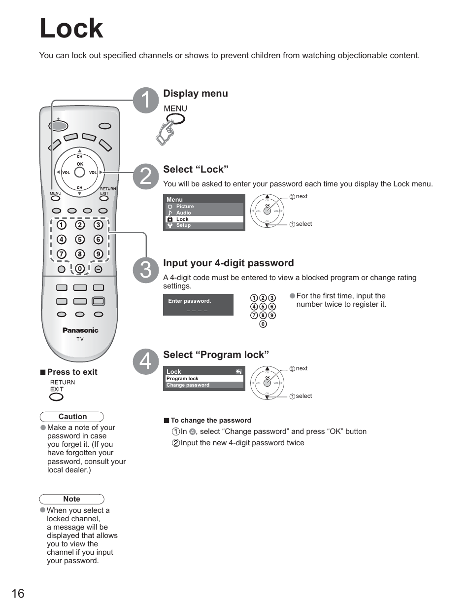 Lock | Panasonic TC-23LX60 User Manual | Page 16 / 67