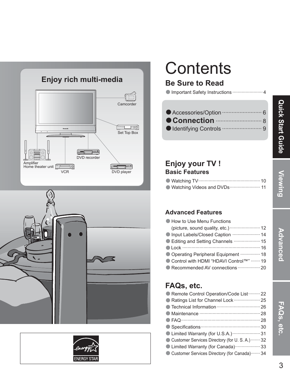 Panasonic TC-23LX60 User Manual | Page 3 / 67