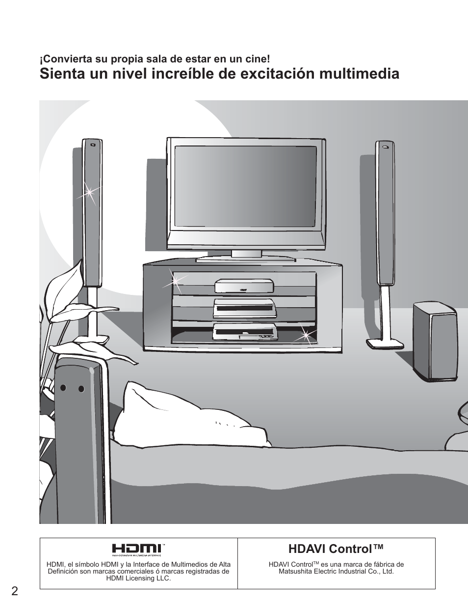 Sienta un nivel increíble de excitación multimedia, 2hdavi control, Convierta su propia sala de estar en un cine | Panasonic TC-23LX60 User Manual | Page 38 / 67