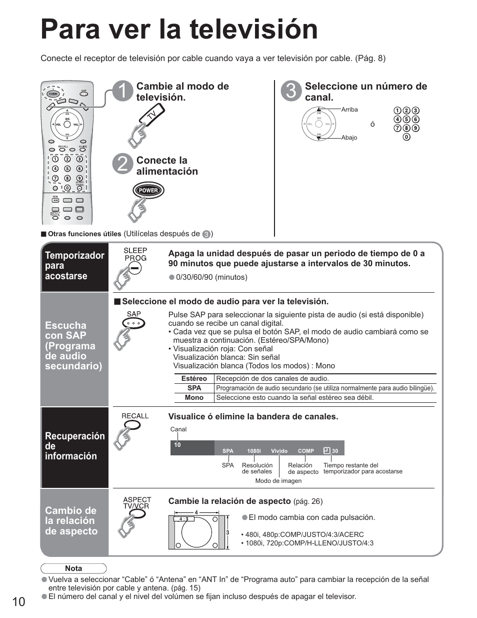 Para ver la televisión | Panasonic TC-23LX60 User Manual | Page 46 / 67