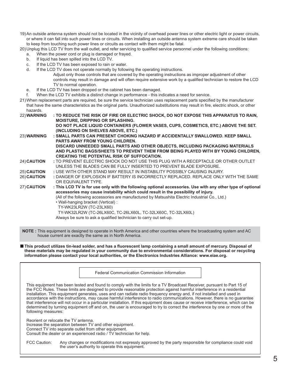 Panasonic TC-23LX60 User Manual | Page 5 / 67