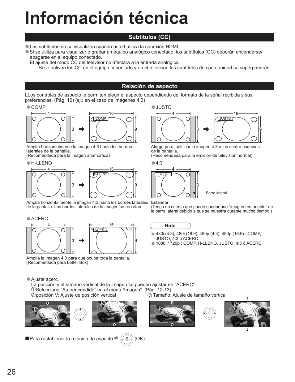 Información técnica | Panasonic TC-23LX60 User Manual | Page 62 / 67