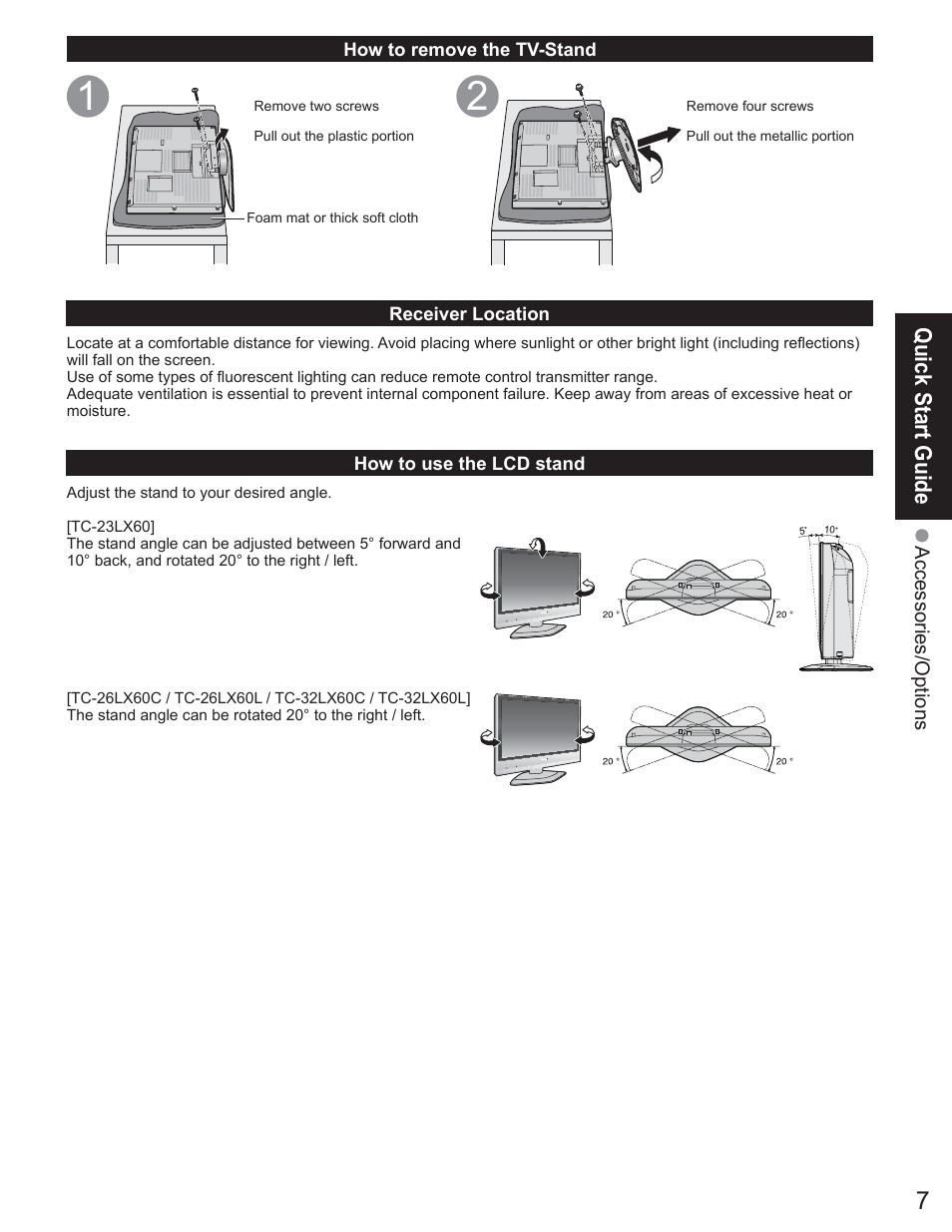 Quick start guide | Panasonic TC-23LX60 User Manual | Page 7 / 67