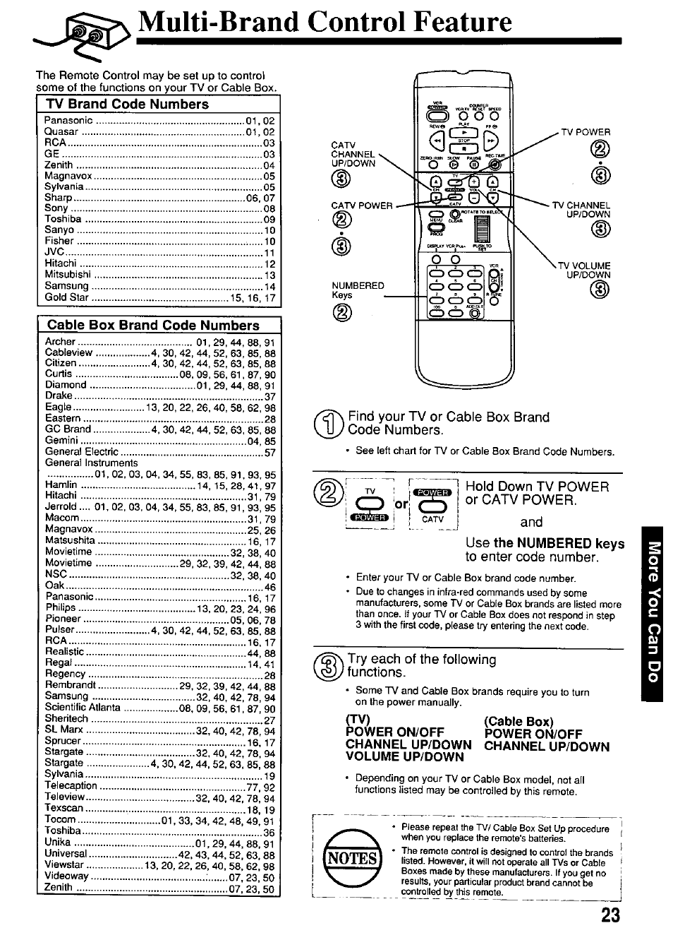 Multi-brand control feature | Panasonic PV-4611 User Manual | Page 23 / 28