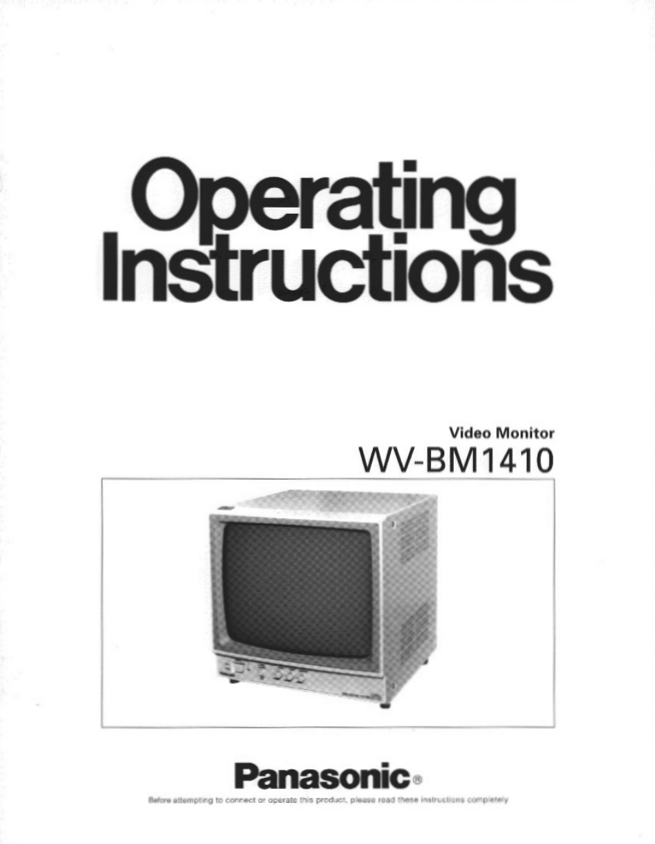 Panasonic WV-BM1410 User Manual | 10 pages
