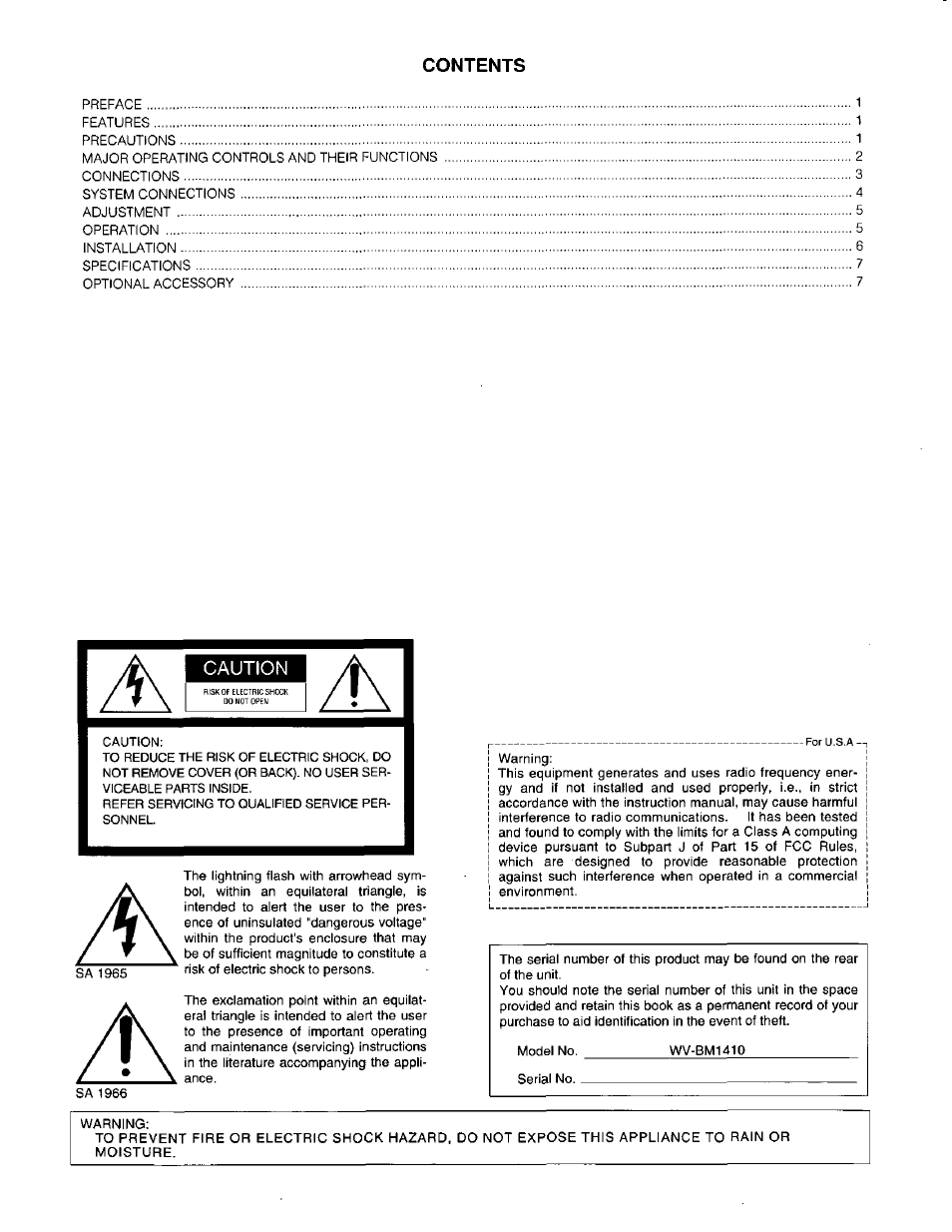 Panasonic WV-BM1410 User Manual | Page 2 / 10