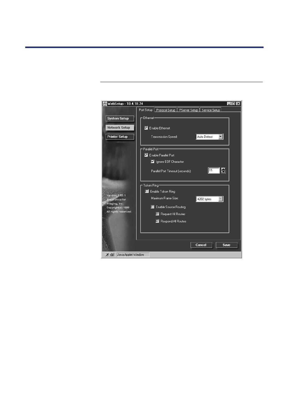 Network setup, 116 setup from the front panel and websetup | Panasonic KX-P8420 User Manual | Page 116 / 219