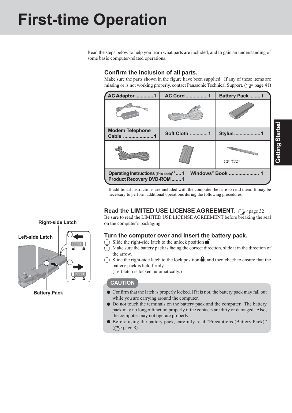 First-time operation | Panasonic CF-73 User Manual | Page 11 / 44