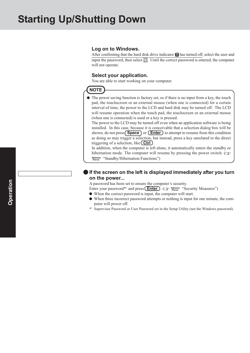 Starting up/shutting down 3 | Panasonic CF-73 User Manual | Page 16 / 44