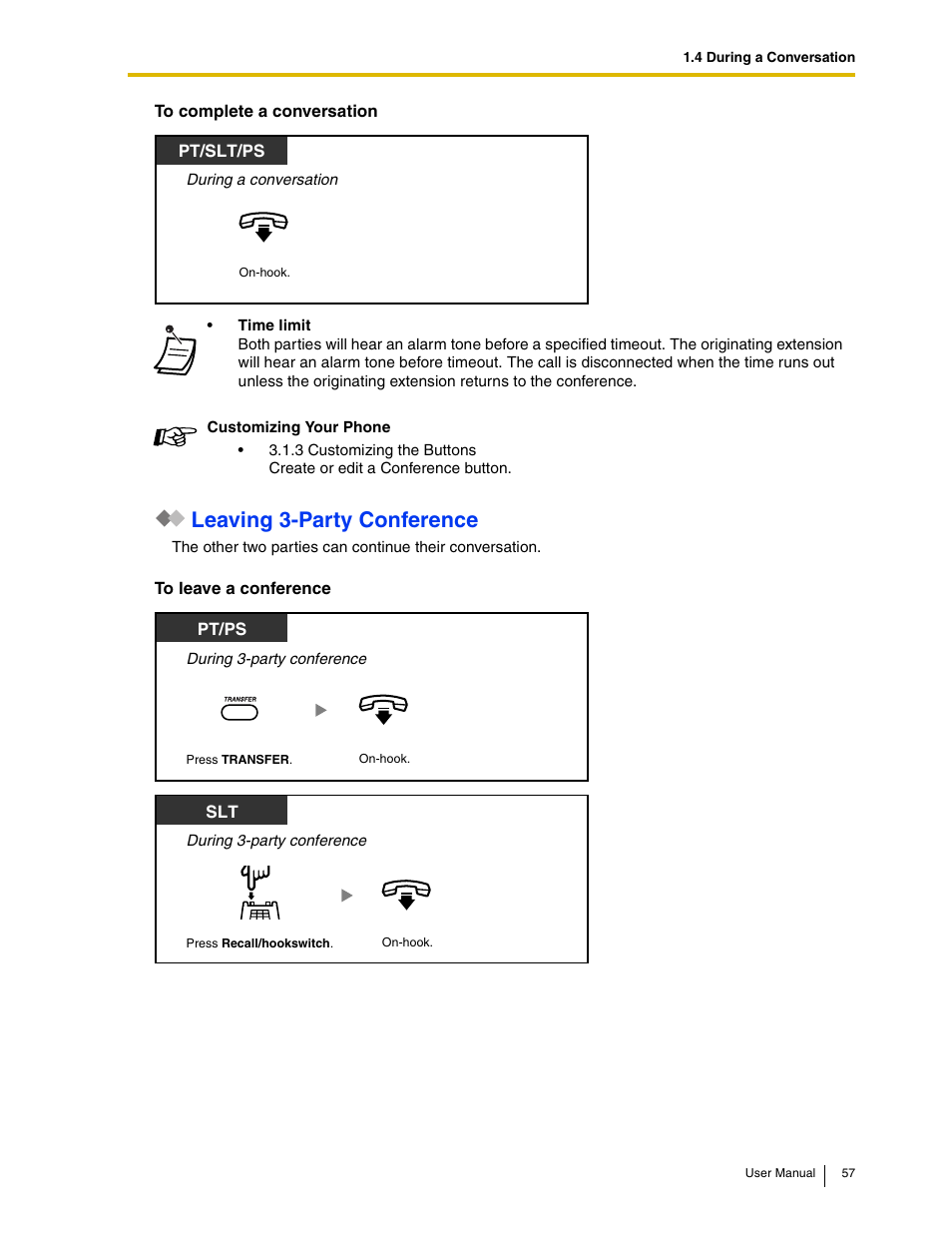 Leaving 3-party conference | Panasonic KX-TAW848 User Manual | Page 57 / 144