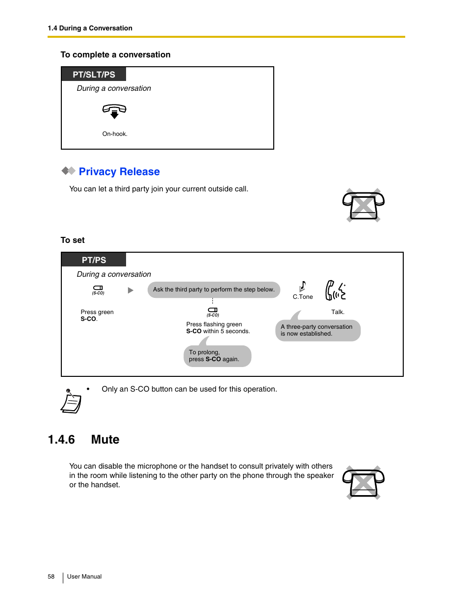 Privacy release, 6 mute | Panasonic KX-TAW848 User Manual | Page 58 / 144