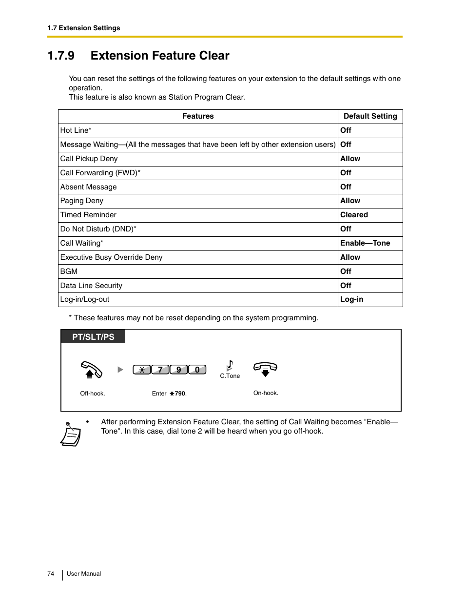 9 extension feature clear | Panasonic KX-TAW848 User Manual | Page 74 / 144