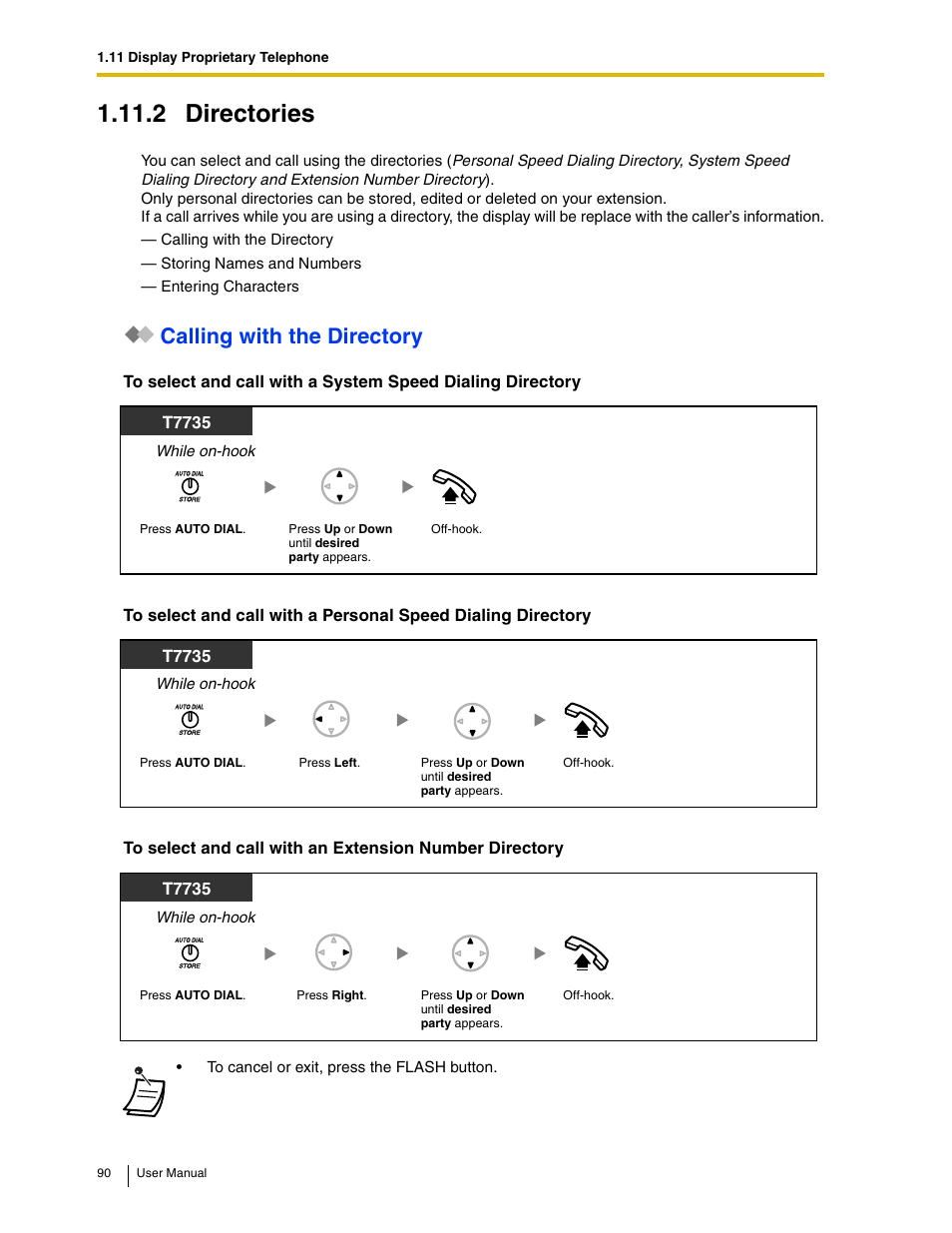 2 directories, Calling with the directory | Panasonic KX-TAW848 User Manual | Page 90 / 144