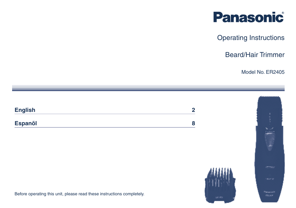 Panasonic ER2405 User Manual | 16 pages