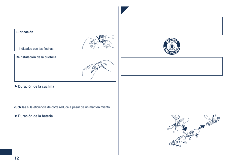 Retirar la batería recargable interna | Panasonic ER2405 User Manual | Page 12 / 16
