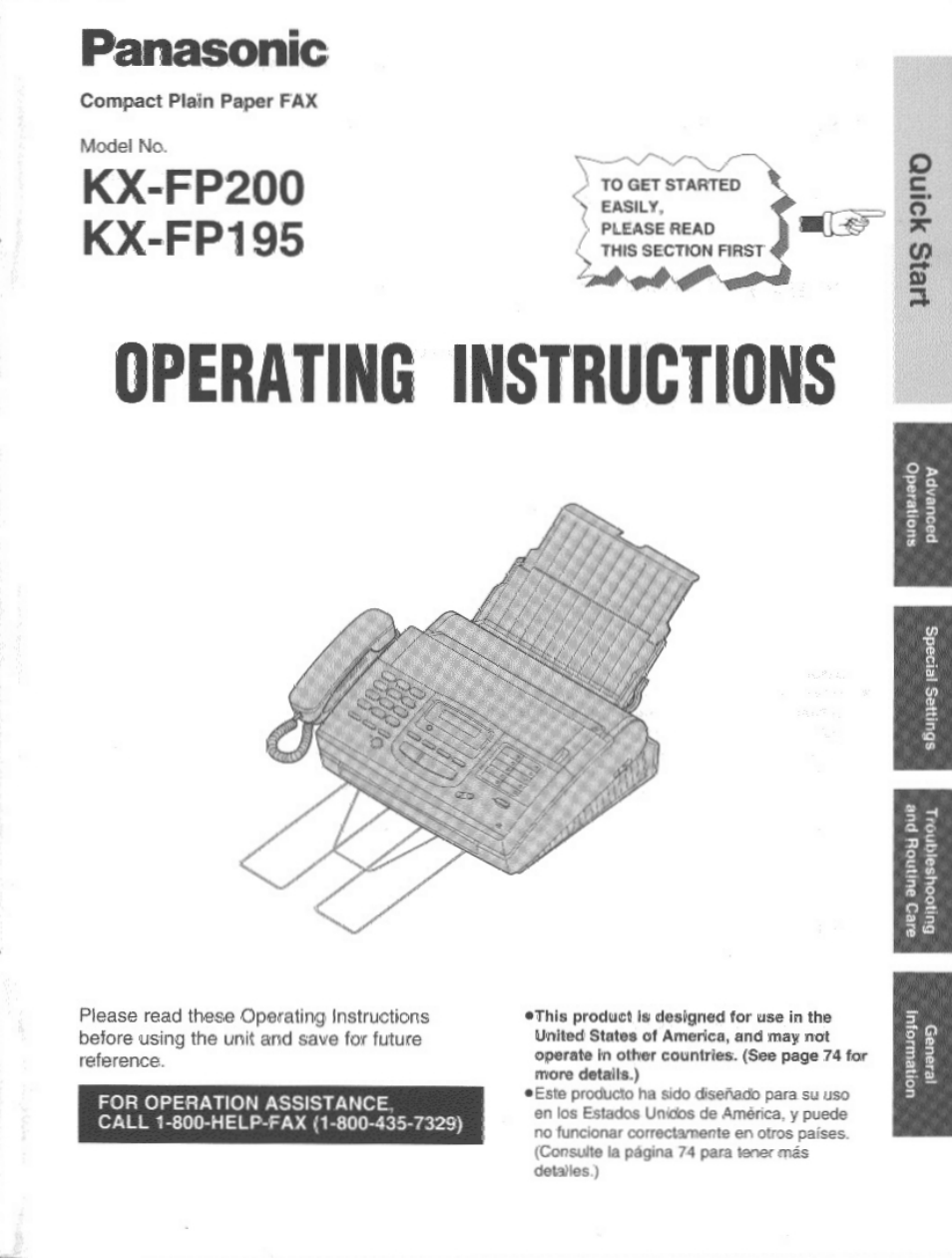 Panasonic KX-FP200 User Manual | 80 pages