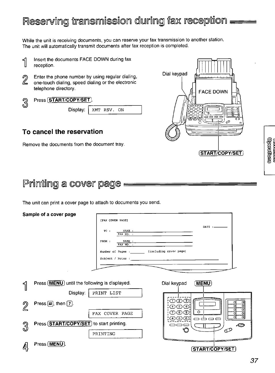 To cancel the reservation, Piroditomig a eoveir pag | Panasonic KX-FP200 User Manual | Page 37 / 80