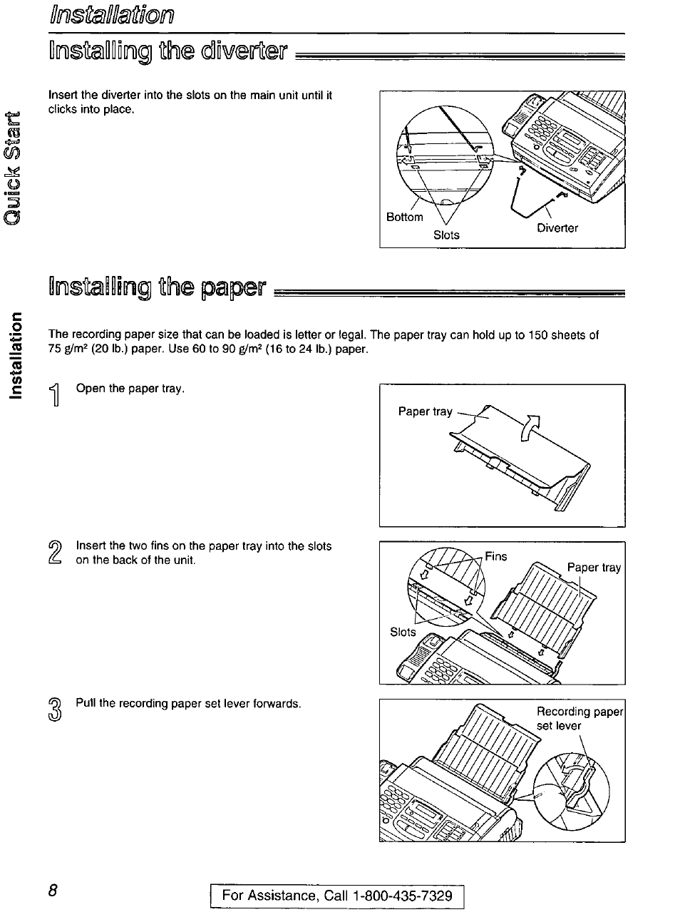 Imisialliinicii îlhe dsweoleir, Umistalllidig №e paper, Imîbillaîm | Panasonic KX-FP200 User Manual | Page 8 / 80