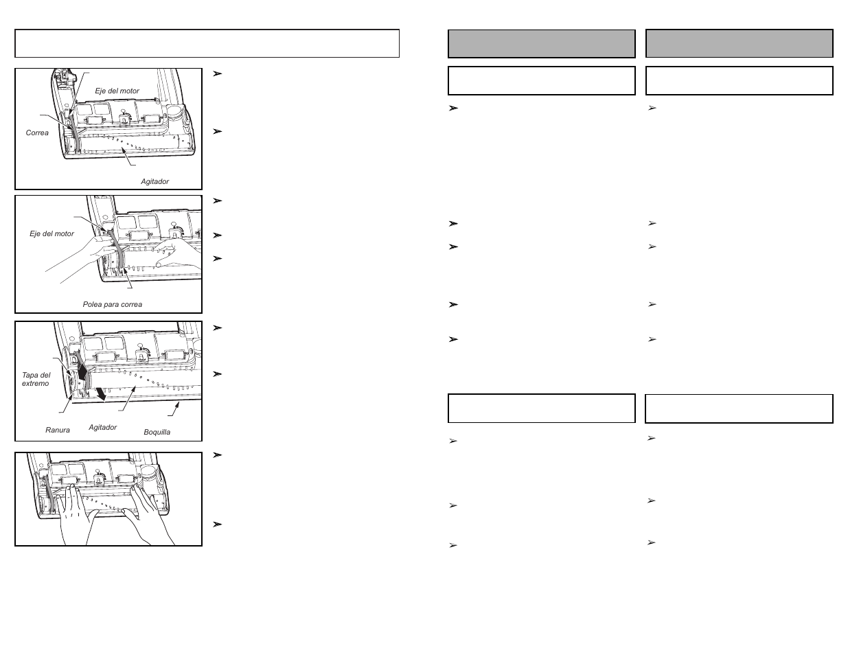 Caracteríticas caractéristiques, Replacing belt | Panasonic MC-UL915 User Manual | Page 54 / 72