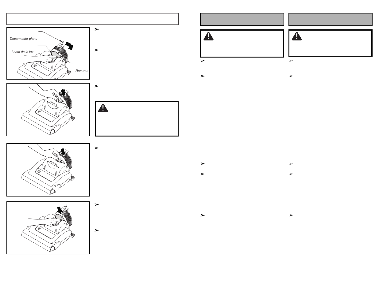 Caution, Montaje assemblage, Cuidado | Attention, Replacing headlight bulb | Panasonic MC-UL915 User Manual | Page 56 / 72