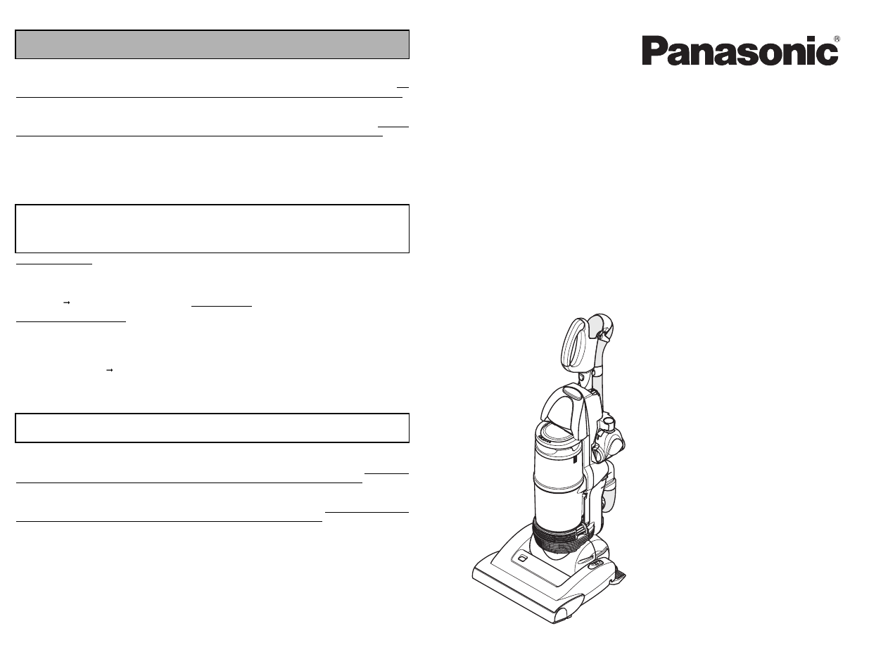 What to do when service is needed, Mc-ul915, Model no | Panasonic MC-UL915 User Manual | Page 72 / 72
