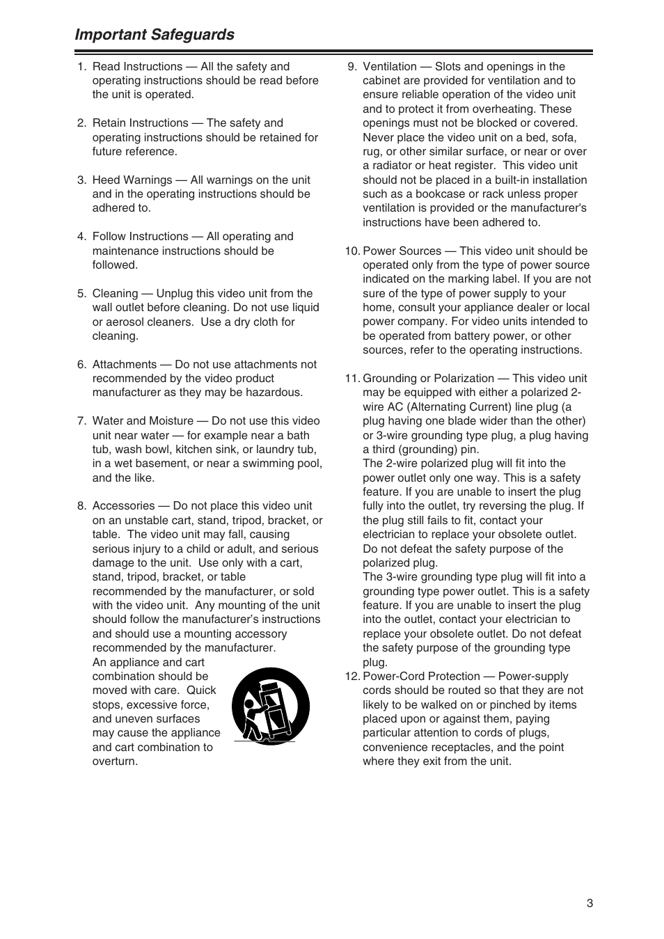 Important safeguards | Panasonic AG-DVG7P User Manual | Page 3 / 54