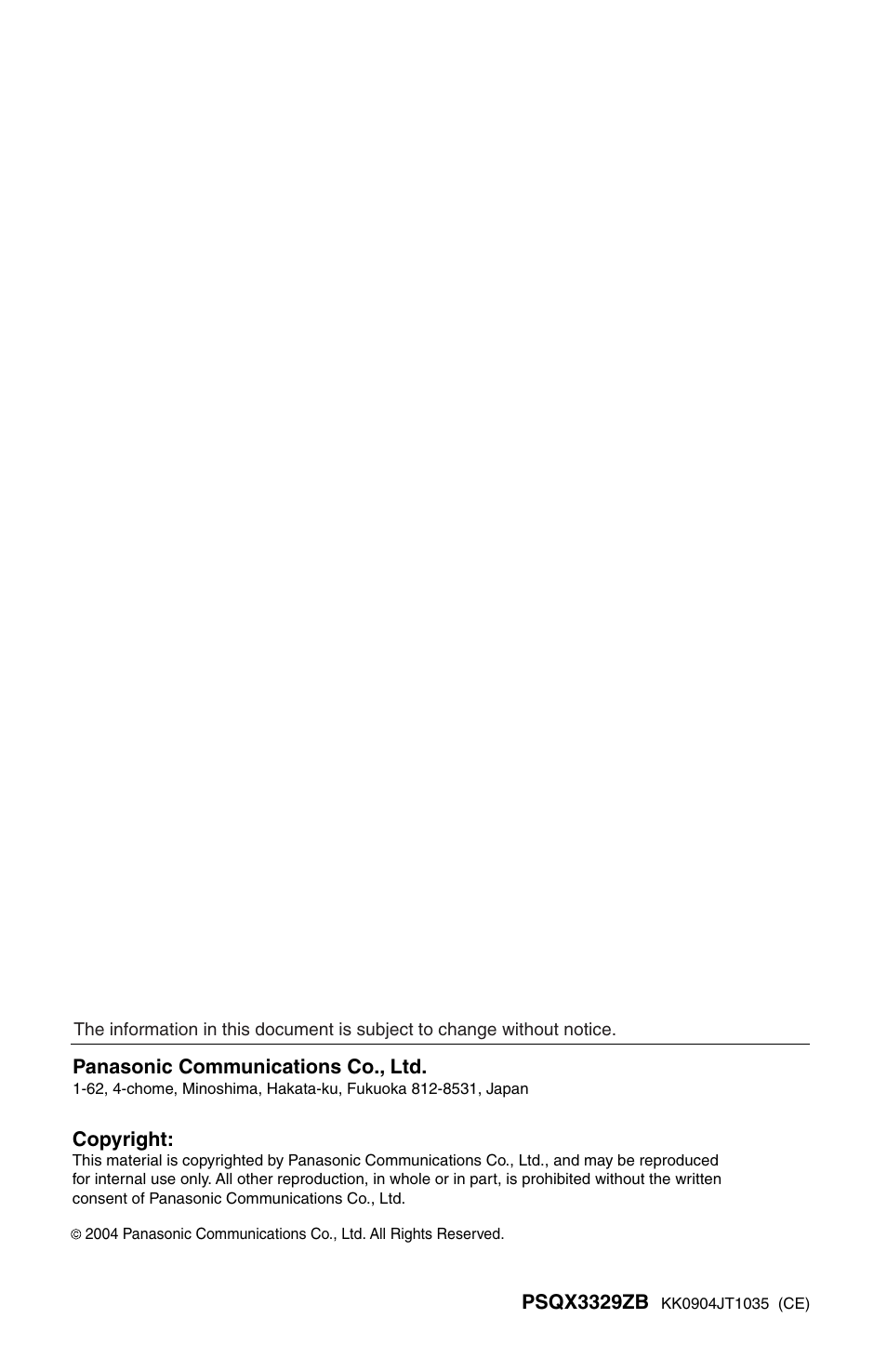 Panasonic BL-C10 User Manual | Page 110 / 110