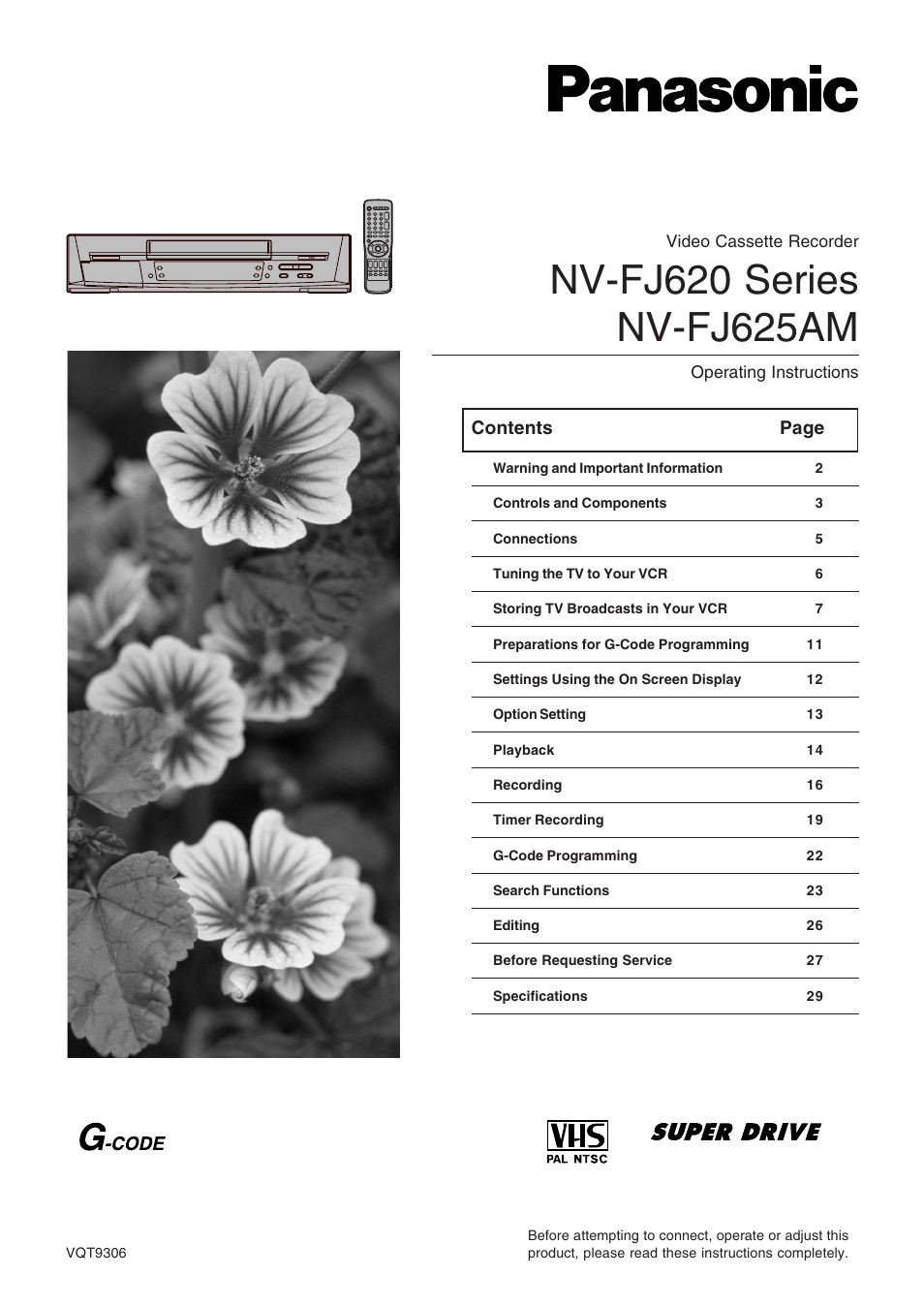 Panasonic NV-FJ625AM User Manual | 32 pages