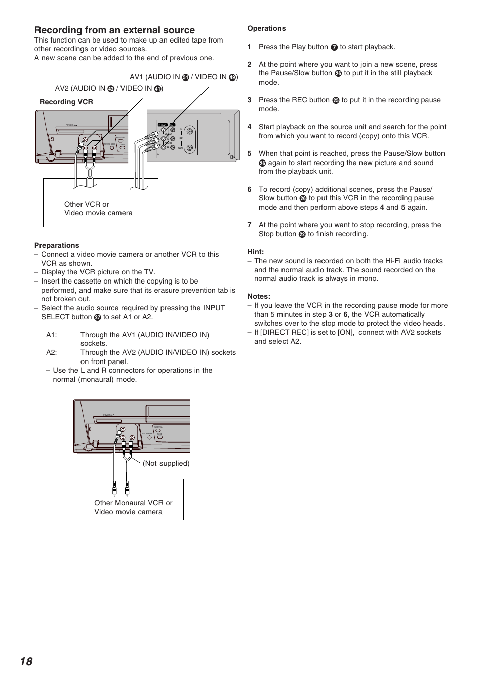 Recording from an external source | Panasonic NV-FJ625AM User Manual | Page 18 / 32