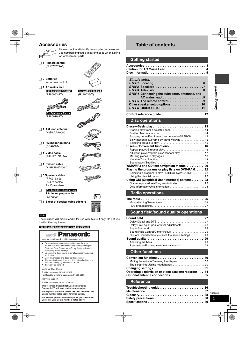 Panasonic SC-HT500 User Manual | Page 3 / 40