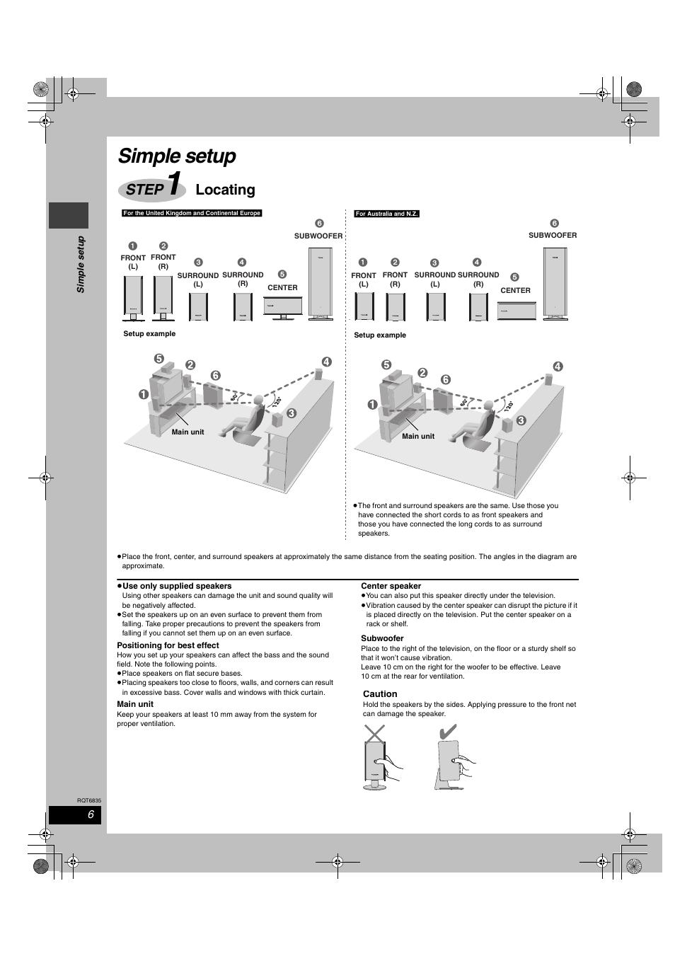 Simple setup, Step, Locating | Panasonic SC-HT500 User Manual | Page 6 / 40