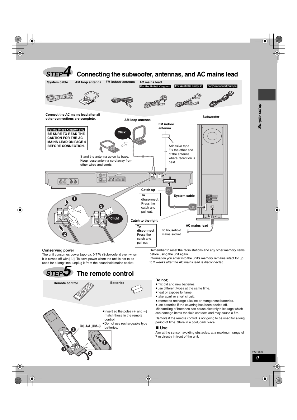 Step, The remote control | Panasonic SC-HT500 User Manual | Page 9 / 40