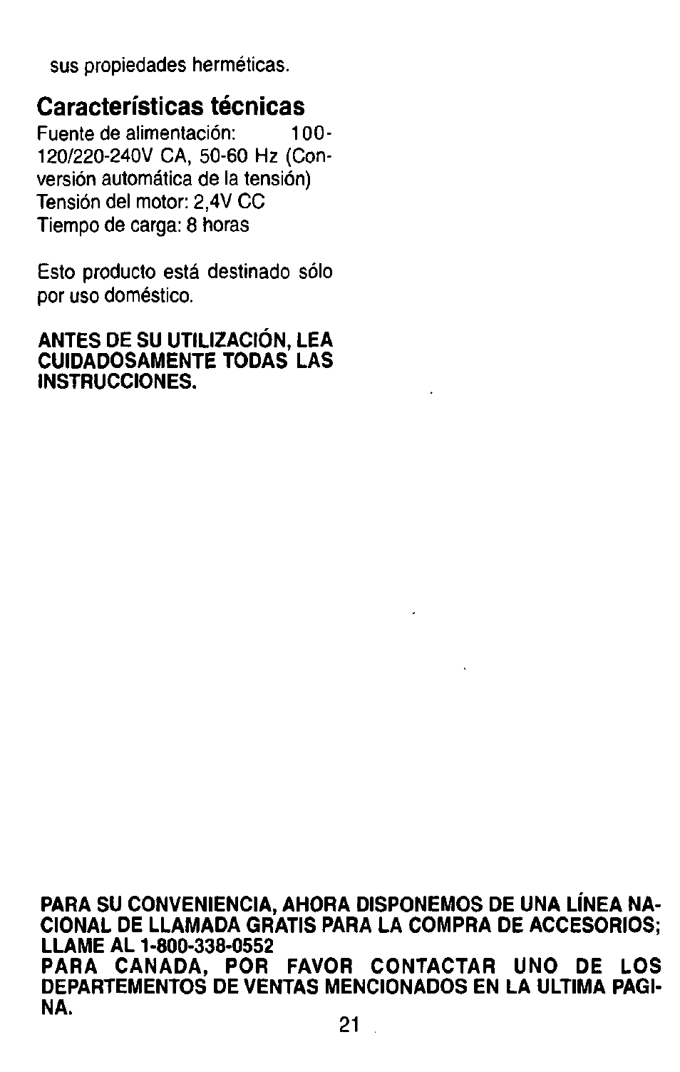 Características técnicas | Panasonic ES7003 User Manual | Page 21 / 24